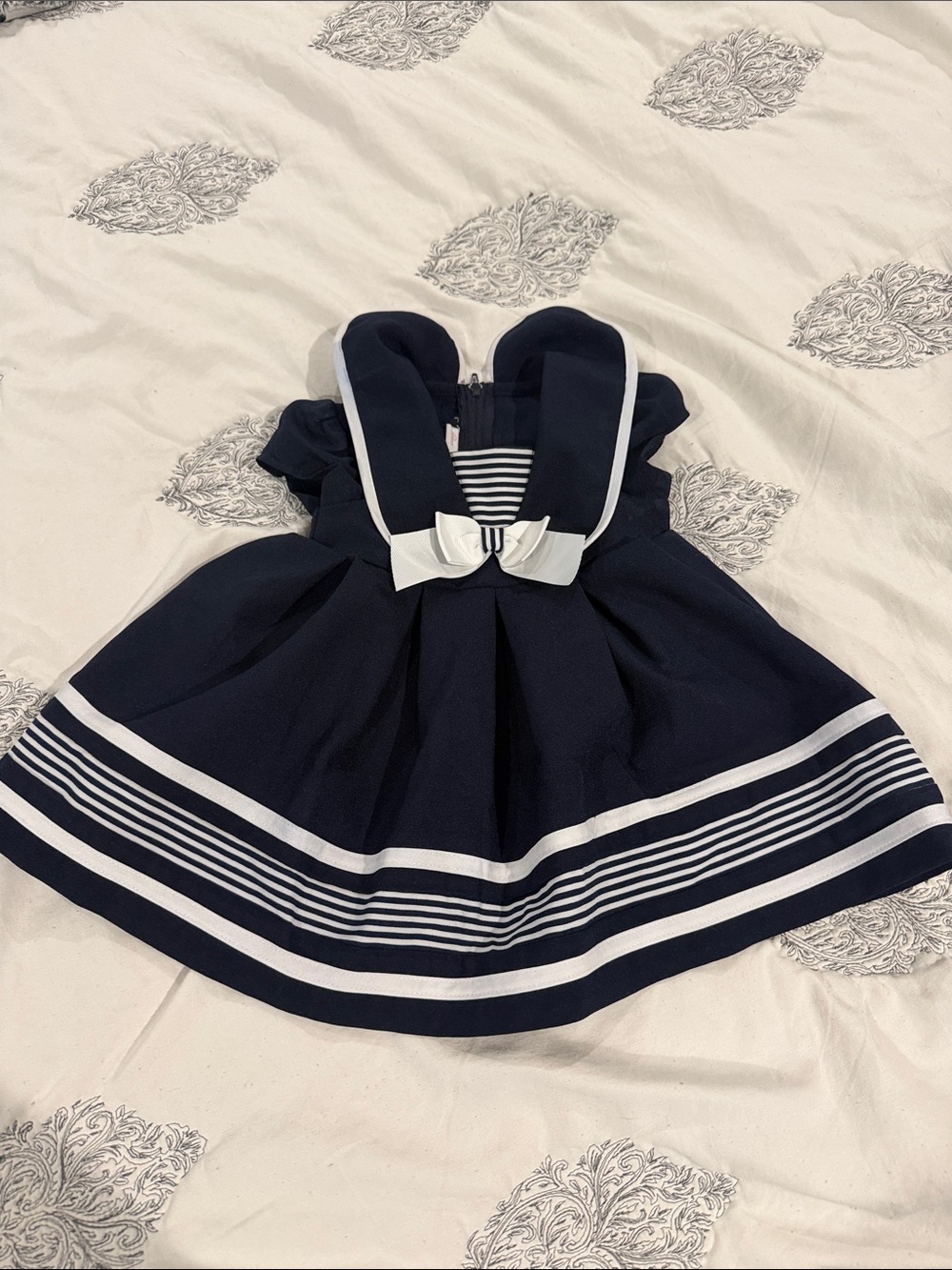 Bonnie Baby Navy and White Sailor-Style Nautical Dress 6/9 Months Holiday Pics